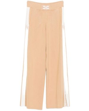 Elisabetta Franchi Shiny Bands Trousers - Natural