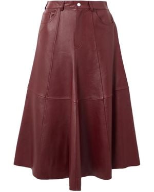 Haikure Serenity Panelled Leather Midi Skirt - Purple