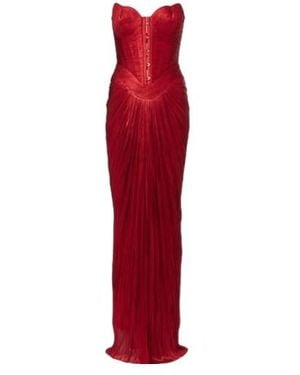 Maria Lucia Hohan Kiera Silk Tulle Corset Gown - Red