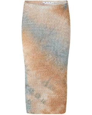 Off-White c/o Virgil Abloh Smocked Tie-Dye Pencil Skirt - Natural