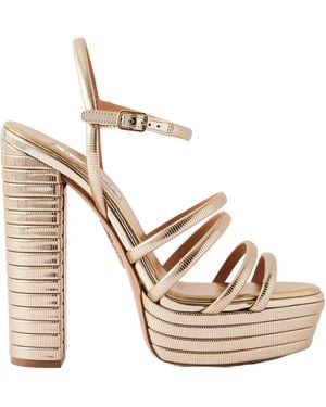 Aquazzura Metallic-Leather Platform Sandals