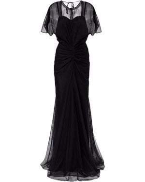 Victoria Beckham Bella Gathered Open Back Organza Gown - Black