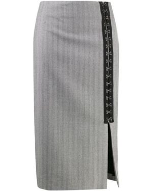 Karl Lagerfeld Hook-Eye Ribbon Detail Skirt - Gray