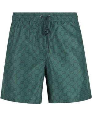 Gucci Monogrammed Drawstring Swimwear - Green