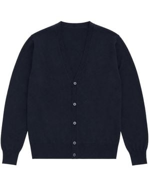 Emporio Armani Logo-Embroidered V-Neck Cardigan - Blue
