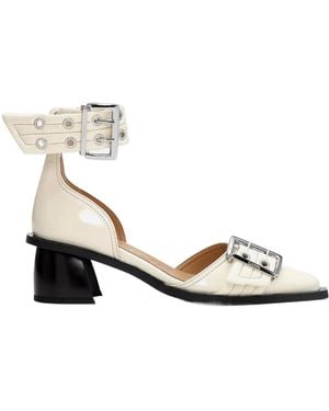 Ganni Block Heel Court Shoes - Metallic