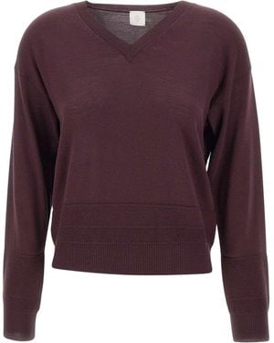 Eleventy V-Neck Ribbed Knitwear - Purple