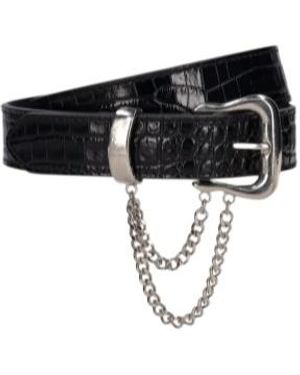 Alessandra Rich Embossed Leather Belt - Black