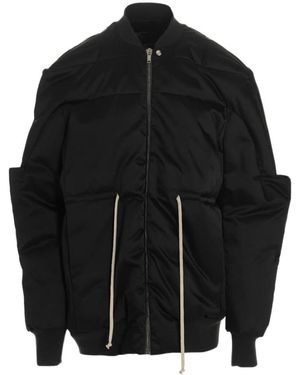 Rick Owens Drawstring Waist Girdered Bomber Jacket - Black