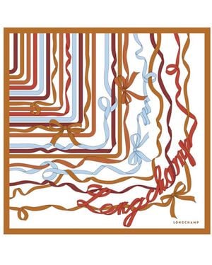 Longchamp Bow Print Silk Scarf - White