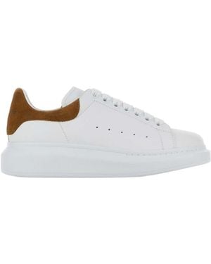 McQueen Leather Suede-Trim Oversized Trainers - White