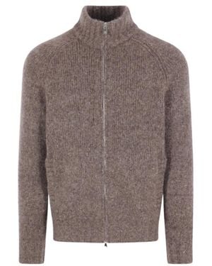 Brunello Cucinelli Long-Sleeved Zip-Up Cardigan - Grey