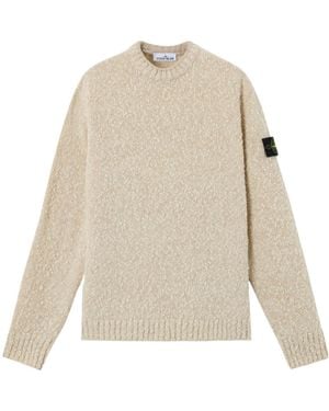 Stone Island Loose-Fit Crewneck Jumper With Ribbed Trims - White
