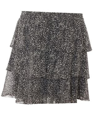 MICHAEL Michael Kors Printed Multi-Layered Midi Skirt - Gray