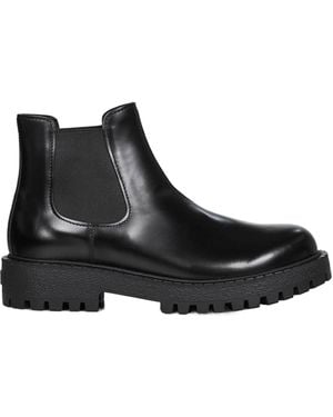Prada Round Toe Ankle Boots - Black
