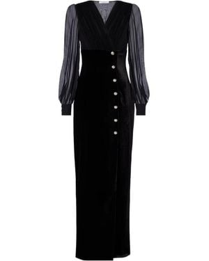 Alessandra Rich Velvet And Georgette Gown - Black