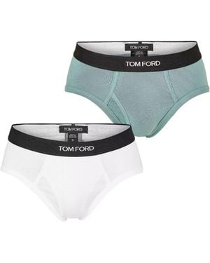 Tom Ford Plain Cotton Briefs, 2-Pack - Gray