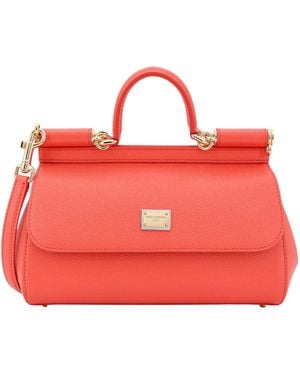 Dolce & Gabbana Logo Plaque Sicily Shoulder Bag - Red