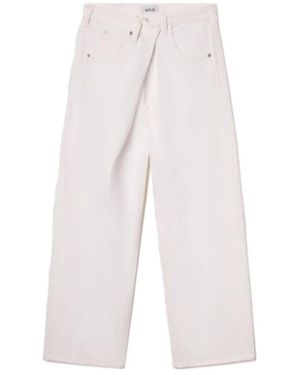 Agolde Fold-Detail Wide-Leg Jeans - White