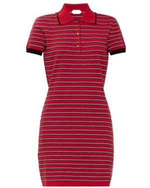 Versace Striped Knit Polo Dress - Red