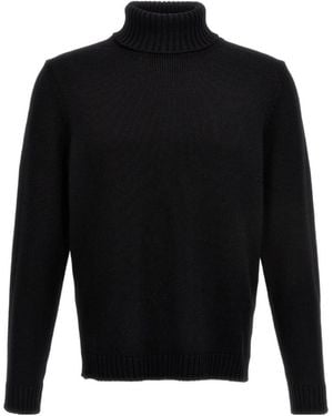 Zanone Turtleneck Wool Knitwear - Black