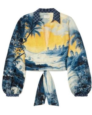 CAMILLA Tailored Decorative Printed Shirt - Blue