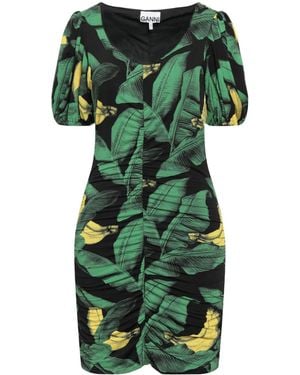 Ganni Floral-Print Bodycon Dress - Green