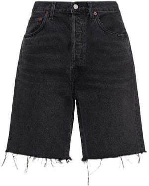 Agolde Frayed Denim Shorts - Blue