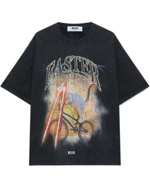 MSGM Graphic-Print T-Shirt - Black