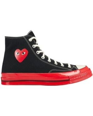 COMME DES GARÇONS PLAY Logo High-Top Sneakers - Red