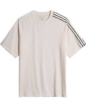 Y-3 Raw Edge 3 Stripes Short Sleeved T-Shirt - White