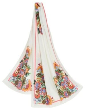 Etro Floral Printed Scarf - White