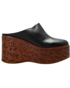 Chloé Chloé Maxime Wedge Mules - Brown