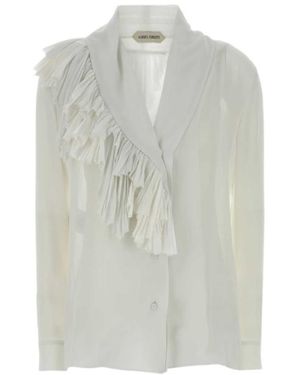 Alberta Ferretti Ruffled Georgette Blouse - Grey