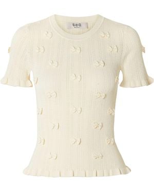 Sea Bow-Detail Ruffled Top - White