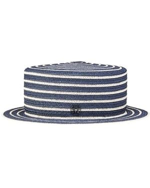 Maison Michel Straw Hat Sewn With And Threads - Blue