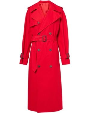 Wardrobe NYC Double-Breasted Trench Coat - Red