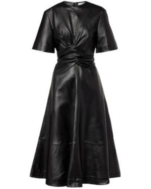 Altuzarra Gathered Leather Midi Dress - Black