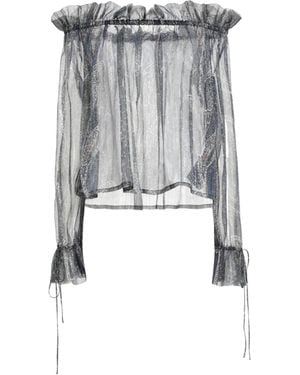 Saint Laurent Off Shoulder Top - Blue