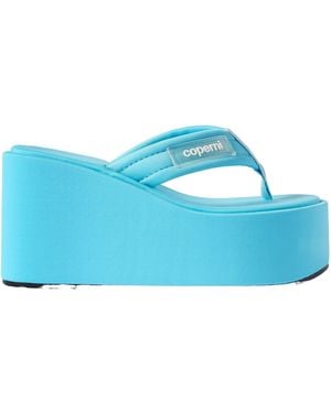Coperni Logo-Appliquéd Webbing Wedge Flip Flops - Blue