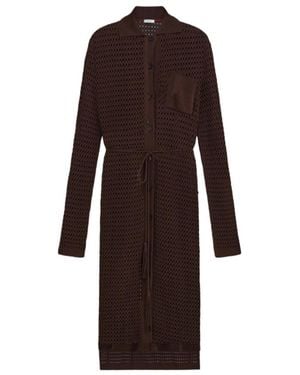 Ferragamo Knitted Shirt Dress - Brown