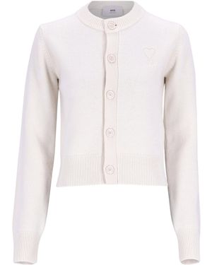 Ami Paris Button-Front Cardigan - White