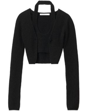 Alexander Wang Layered-Look Cropped Knitted Top - Black