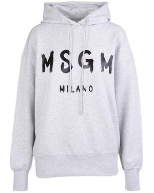 MSGM Logo-Print Hoodie - Grey