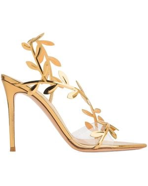 Gianvito Rossi Flavia Leaf Motif Pointed-Toe Sandals - Metallic