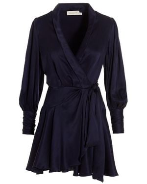 Zimmermann V-Neck Wrap Minidress - Blue