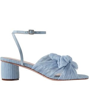 Loeffler Randall Dahlia Leather-Like Trimmed Plissé-Organza Sandals - Blue