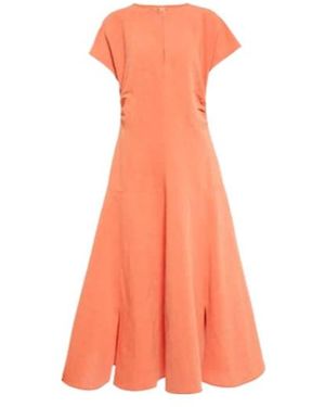 Jil Sander Cotton And Linen Midi Dress - Orange
