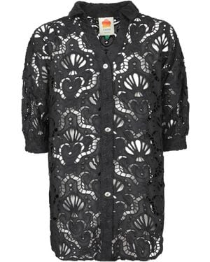 FARM Rio Lapel Short-Sleeved Shirt - Black