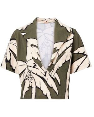 Johanna Ortiz Cropped Printed Terry Shirt - Metallic